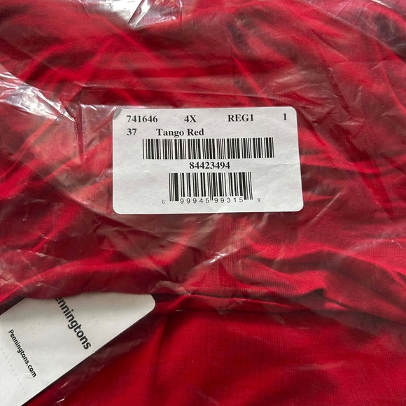 TURTLENECK, RUCHED CUFFS, TANGO RED, SZ 4X, LONG SLEEVES, RELAXED FIT, RAYON - Picture 5 of 8